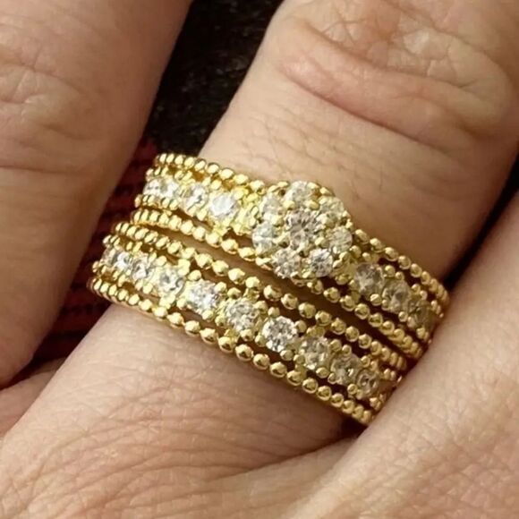 Zirconia elegant diamond Stacking wedding ring set sz 7